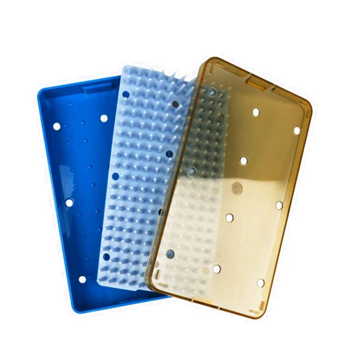 OUBO Plastic Autoclavable Instruments Storage Box S/M/L Size For Instruments Sterilization Tray Case with Silicone Mat (M SIZE)