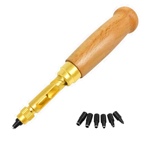 Supkeyer Adjustable Screw Hole Punch Auto Leather Tool Bookbinding Drill Tool,Paper Punch,Craft Punches, 6 Tips Sizes 1.5mm 2mm 2.5mm 3mm 3.5m 4mm