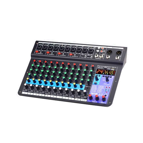 TEYUN Dj Console Micfuns Stage Audio 12 Channel 48v Mixer With Usb Computer Bluetooth Built-In Digital Effect Mixer For Music Recording Studio Live Stage Yoube Tiktok