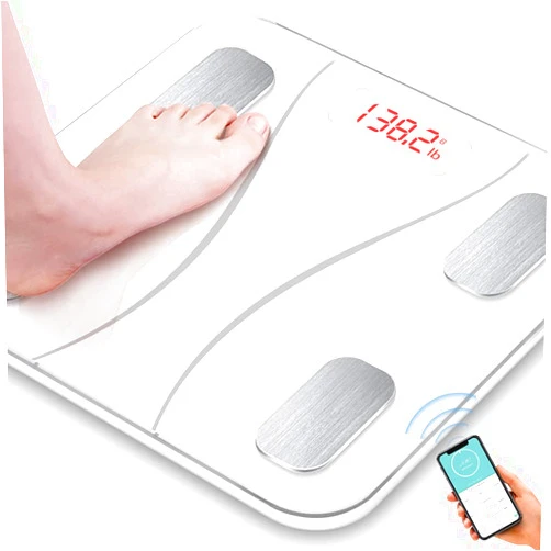 N\\ A Bluetooth Body Fat Scale, Smart Wireless BMI Bathroom Weight Scale Body Composition Monitor Health Analyzer with Smartphone App for Body Weight, Fat, Water, BMI, BMR (White)