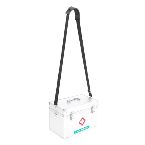 DOITOOL Portable Aluminum Alloy Medicine Box Organizer Capacity Family First Aid Container with Handle for Home Travel Camping and Emergency Use