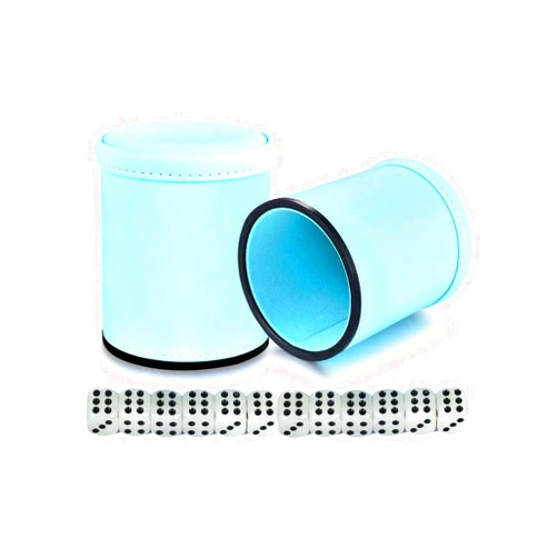 TOPTAN Felt Lined and Pu Leather Dice Shaker Set, Glow in The Dark Dice Cup with Luminous Dice Quiet for Playing Yahtzee/Farkle/Liars Dice/Board Game, 2 Pack