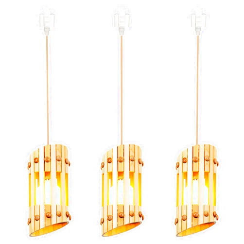 SKIVTGLAMP Dimmable Pendant Light H-Type Mini Sized Track Mount Pendant Lights for Beach Cottage Customizable Barrel Shape Wooden Lampshade Compatible with 3-Wire-1 Circuit Track System