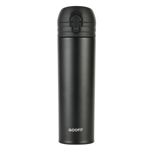 GOOFIT Water Bottle Double Wall Vacuum Insulated Thermos Beverage Coffee Bottle Stainless Steel Travel Mug Thermos Flask BPA Free Keeps Cold 24H Hot 24H 16 Oz Black
