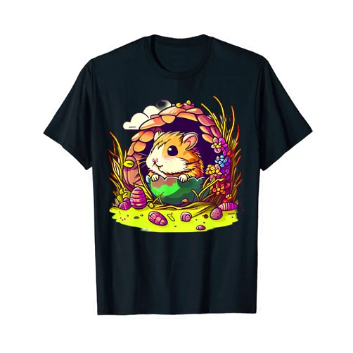 The Beautiful Easter Animal Art Shop Easter tops with cute hamster animal and egg Art T-Shirt