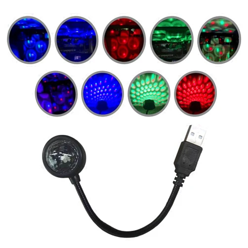 LHDOS USB Car Roof Star Projector Night Light, Adjustable Car Interior Atmosphere Lamp Star Lights with 9 Modes, Portable Sound Activated LED Ambient Light for Car Decoration, Bedroom, Ceiling, Party (1PC)