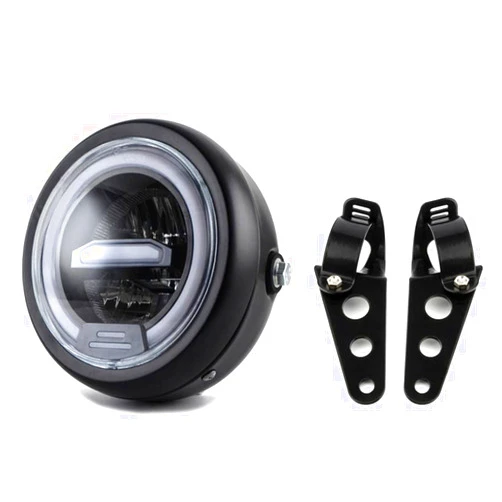 kucehiup 6.5 Inches Round Motorcycle LED Headlight with Brackets Assembly (White Light)