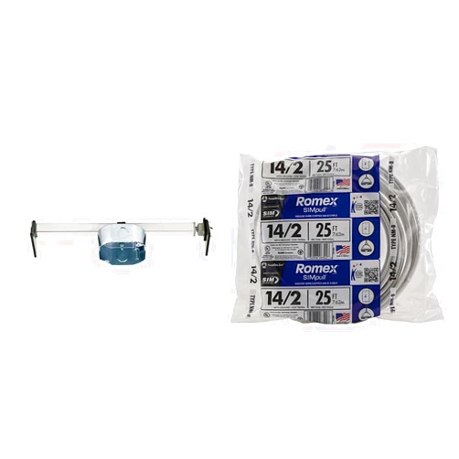 Westinghouse Lighting Saf-T-Brace for Ceiling Fans (Pack of 1) and Woods 28827421 NMB W/G Wire, 25' 14/2, White