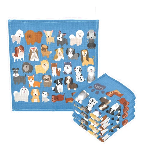 CUPADA Cute Dog Baby Muslin Washcloths Soft Absorbent Face Towel,Watercolor Puppy Burp Cloths Cotton Bath Wipes 3 Pack Infant Wash Cloth for Newborn Boys Girls 12x12 inches