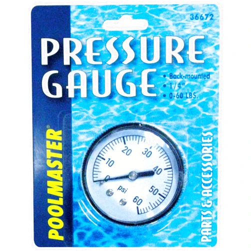 Poolmaster 36672 Pressure Gauge for Swimming Pool or Spa Filter, 1/4-Inch, Back Mounted Thread, Neutral, Medium