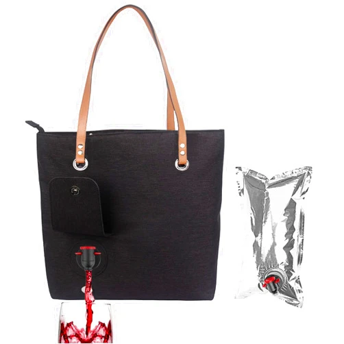 DOKSMERIA Wine Purse with Hidden Spout, Beach Wine Tote Bag with Hidden Insulated Compartment & Wine Bladder, Perfect for BYOB, Movie Theater, Concert, Bachelorette Party, Pool & Beach