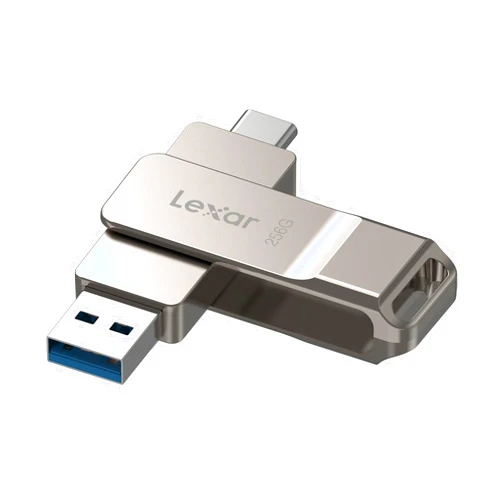 Lexar D40E 256GB Dual USB 3.2 Gen 1 Type-C Jump Drive, USB-C Flash Metal Housing Swivel Design Thumb Drive