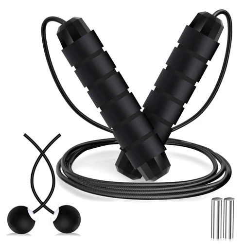 Vinsot Weighted Cordless Jump Rope Ropeless Jump Rope 2 in 1 Adjustable Length Skipping with Ball and Soft Handles for Women Men Adult Fitness Workouts Exercise Training(Black)