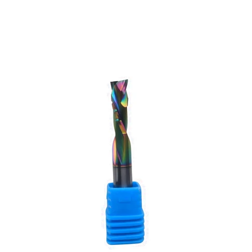 Front Range CNC 3/8 Rainbow Heat Coated Two Flute Chipbreaker Compression Bit, Plywood 3/8 D x 1 CH x 3/8 SHK x 3 Inch Long Chipbreaker Compression Router Bit