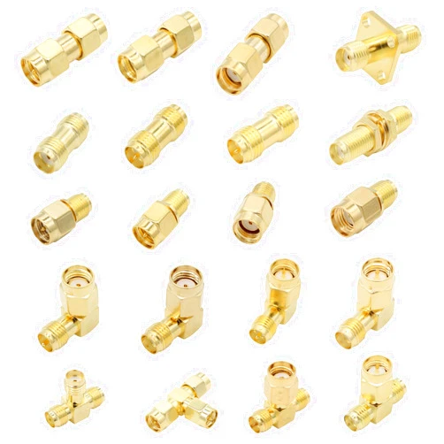 Exgoofit SMA Connector Kit, 20 Type SMA Adapter Set, 90 Degree SMA Connector, SMA to RP SMA Plug, SMA Coupler for FPV Antennas Radio, IP Camera, DIY