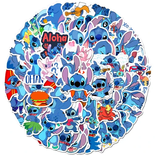 YONGAI 50Pcs Stitch Sticker for Kids, Cute Cartoon Waterproof Vinyl Decal for Teen Girl Water Bottle Skateboard Notebook Phone Guitar Bike Helmet