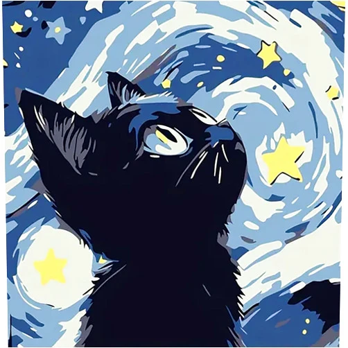 BYGFHLYW Easy Paint by Numbers Kit for Adults Beginner, Astral Adult Paint by Number Kits on Canvas, DIY Cat Painting with Numbers for Adults, Acrylic Oil Paint by Number Kits for Home Wall Decor 16x16 In