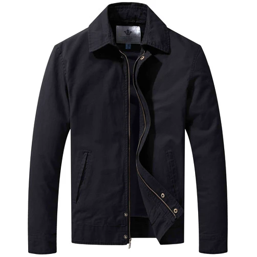 WenVen Men's Lightweight Military Cotton Jacket Casual Spring Lapel Work Coat