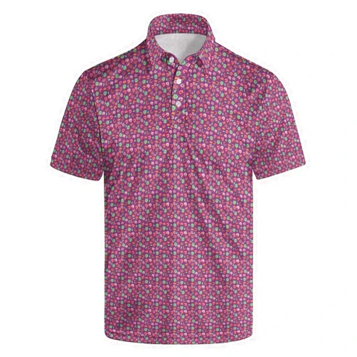NELife Golf Shirts for Men Printed Quick Dry Short Sleeve Performance Polo Shirts Moisture Wicking Collared Tennis T-Shirt
