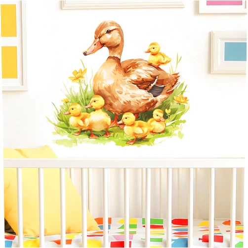 Sacinora Mother Duck and Ducklings Wall Stickers, sacinora Warm Farm Idyllic Wall Decals Removable Vinyl Peel and Stick for Kids Baby Nursery Living Room Bedroom Playroom Toddler Room Art Decorations