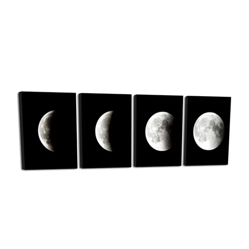 Wieco Art Eclipse of the Moon Modern Canvas Prints Wall Decorations for Living Room Abstract Space Black and White Pictures to Photo Paintings on Canvas Wall Art for Home Decorations Wall Decor