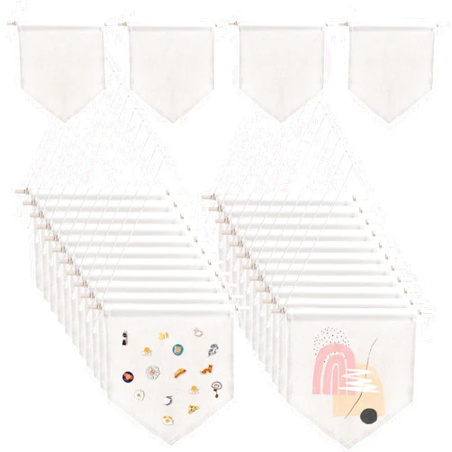 Lnrueg 30PCS Blank Canvas Banners - Wall Decorative DIY Wall Display Hanging Flags, Enamel Pin Wall Display Banners for Enamel Lapel Badge Collection