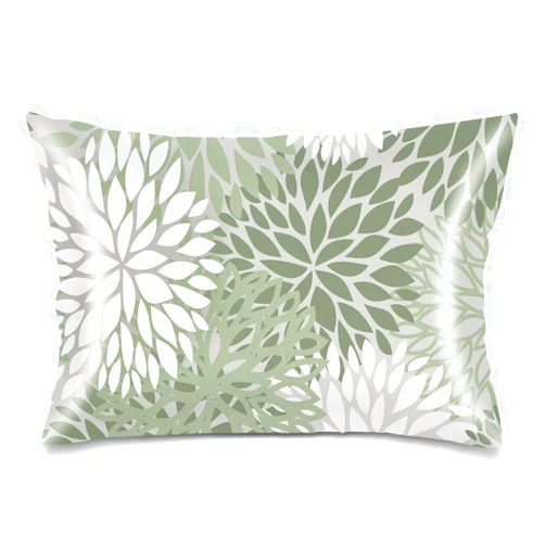 VANOVICH Silk Satin Pillowcase for Hair and Skin,Sage Green Throw Pillow Cover Queen Size Pillowcases Envelope Closure,Decorative Dahlia Boho Pillow Covers Floral,Bed Cushion Cases for Women,Men,20
