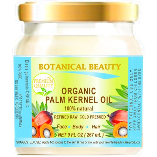 Botanical Beauty ORGANIC PALM KERNEL OIL Pure Cold Pressed. 9 Fl. oz 267 ml Palm Kernel Oil for Soap Making for Face, Skin, Hair, Lip, Body and Nais by Botanical Beauty
