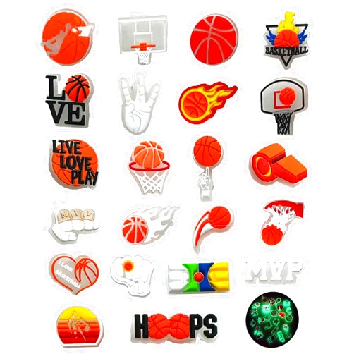 BOWNDY Glow Luminous Basketball Charms for Croc Clog Shoe Decoration, Sports Ball Shoe Charms Decorations for Shoe & Bracelet Wristband Party Gifts