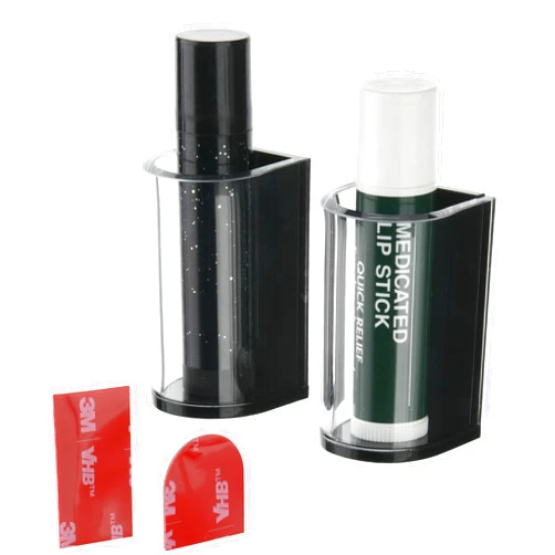 Homakover 2 Pack Acrylic Car Lip Balm Holder with Strong Adhesive Tape, Upright Insulated Chapstick Mount for Car Vent Side Center Console Steering Wheel Below