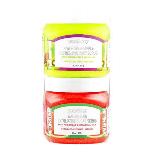 THE SPATHECARY 2 Pack Exfoliating Body Scrub Set - Kiwi & Watermelon, Rich in Antioxidants, 20 oz