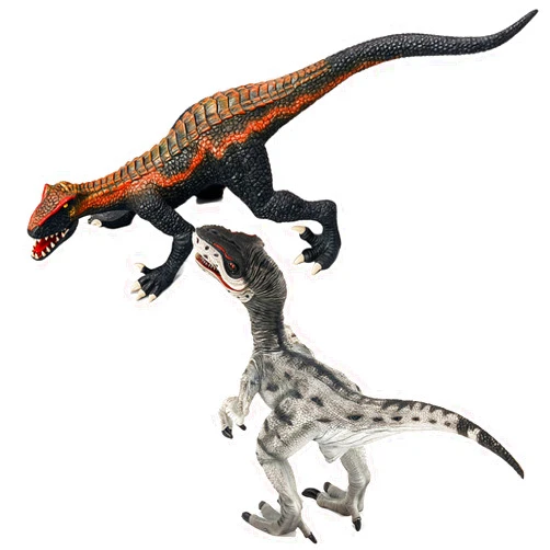 Gemini&Genius 2 Pcs Velociraptor Dinosaur Toys for Kids, Raptor Dino with Moveable Jaw and Hands Dinosaur Toys Large Dino Toy Figurines Great Gifts, Collections, Room Decors for Kids