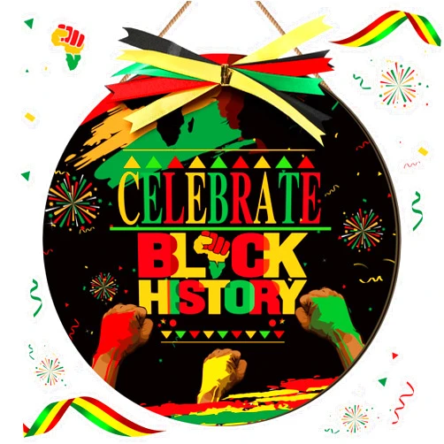Boao Welcome Black History Month Door Decorations Black History Month Sign Hanging Decoration Wall Hanger African American Wreath for Outdoor Farmhouse Porch Front Door Decor
