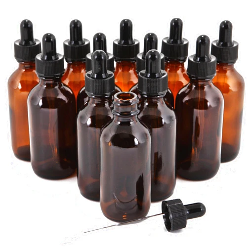 Vivaplex 12, Amber, 2 oz Glass Bottles, with Glass Eye Droppers