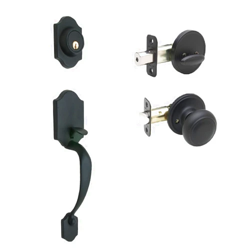 Copper Creek HZ2610XCK-BC Heritage Front Entrance Handleset in Black with Colonial Knob Interior