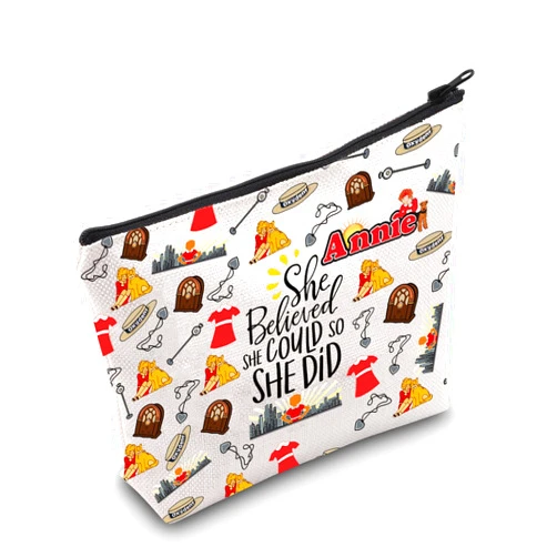 MEIKIUP Annie Musical Inspired Gift Orphan Annie Cosmetic Makeup Bag Musical Theatre Lover Zipper Pouch Makeup Bag (An Musical Bag)