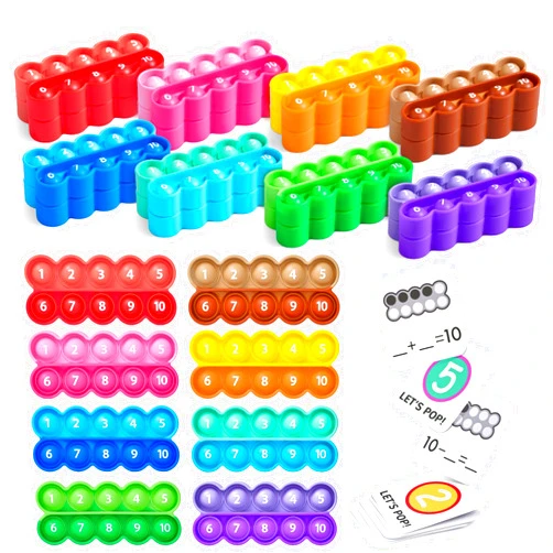 JoyCat Ten-Frame Pop Fidget Toys-Math Manipulative for Elementary-24 Ten Frames and 20 Task cards Math Counting game with Poppers for Preschool Kindergarten Classroom Learning Activities Kids ages 3-5
