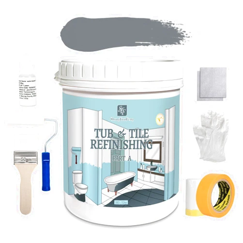 ShangTianFeng Gray Ceramic tub and tile Paint Refinishing Kit Bathtub Bathroom wall Paint, Easy of Usecountertop sink Paint Resurfacing Sink Tub wate、rproof Kitchen Countertop, Low Odor No Toxic (Gray 50-60sq.ft)