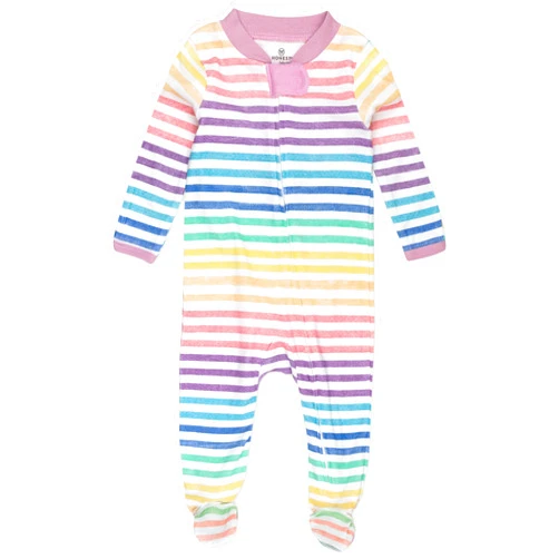 HonestBaby Baby Girls' Sleep and Play Footed Pajamas One-Piece Sleeper Jumpsuit Zip-front Pjs Organic Cotton