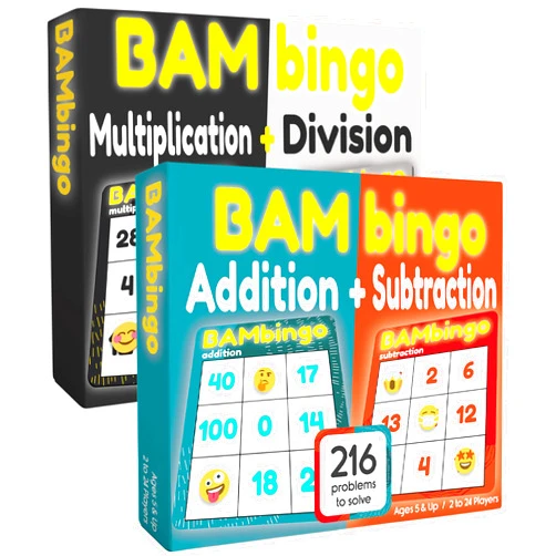 THE BAMBINO TREE Math Facts Bingo Games - Addition, Subtraction, Multiplication, Division - Educational Learning for Ages 6-12