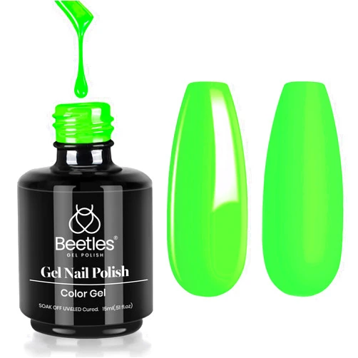 Beetles Gel Polish Beetles Neon Green Gel Nail Polish 15ml Green Gel Polish Summer Nail Polish Soak Off Uv LED Nail Lamp DIY Home