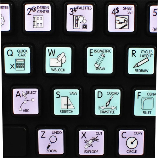 4Keyboard AUTODESK AUTOCAD GALAXY SERIES NEW KEYBOARD STICKERS SHORTCUTS 12X12 SIZE