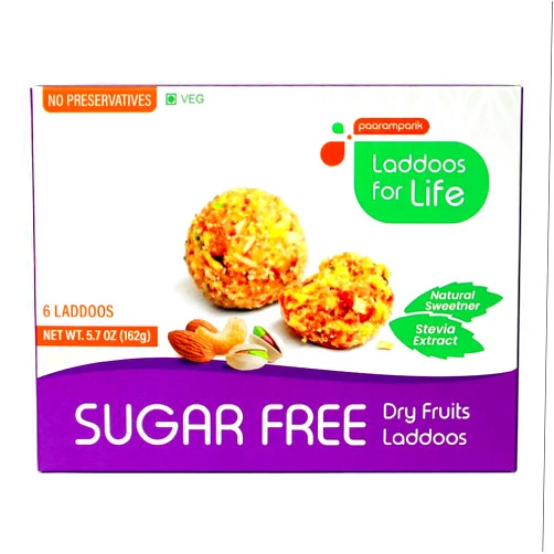 Paaramparik Laddoos SugarFree Laddu Dry Fruits, Gluten Free, Natural, No Preservative - 5.7 oz -6 Pieces - Laddoos for Life - Indian Sweets