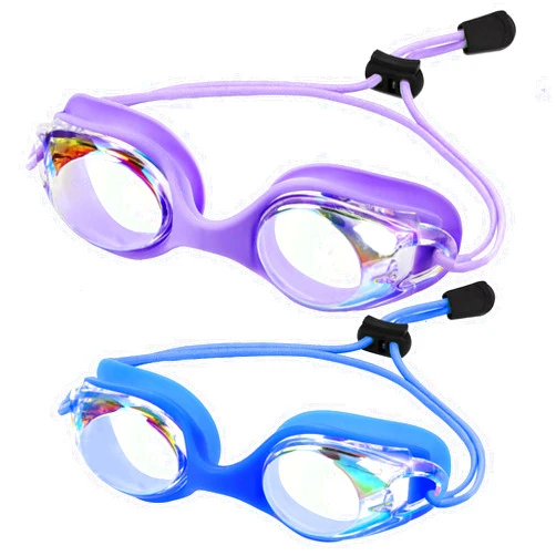 Vvinca Kids Swim Goggles with Bungee Strap No Leaking Anti Fog Toddler Goggles with Quick Adjust Ages 3-14
