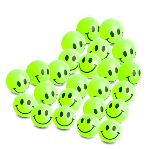 Bedwina Bulk Bouncy Balls Glow in The Dark - 24 Pcs (1inch / 27mm) Diameter, High Bouncing, Small Rubber Smile Face Bouncing Balls for Kids, Vending Machines, Game Prize Toys, Party Favor, Gift Bag Filler