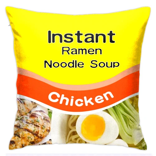 Eychsu Instant Ramen Noodle Soup Chicken Pillow Covers Funny Food Throw Pillow Case Novelty Cozy Soft Cushion Case Novelty Home Decor for Bedroom Couch Sofa 18
