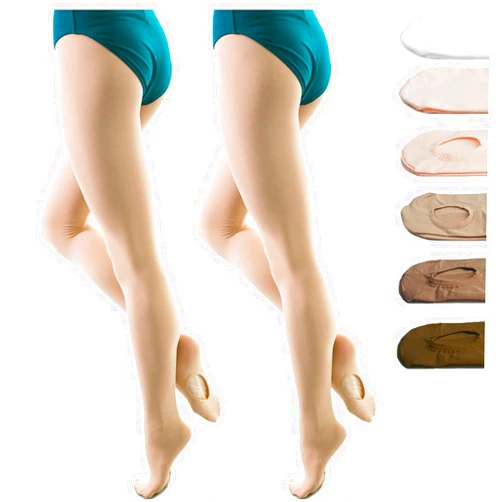 DANCEYOU Dance Tights for Women 2 Pairs Convertible/Footed Girls' Ballet Tights Opaque Leggings for Toddler, Kids and Adults