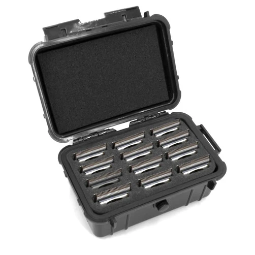 CASEMATIX Protective Clipper Blade Holder for 12 Blades - Waterproof Clipper Blade Storage Case with Custom Barber Blade Holder Foam Interior and Hard Shell Impact-Resistant Outer, Case Only