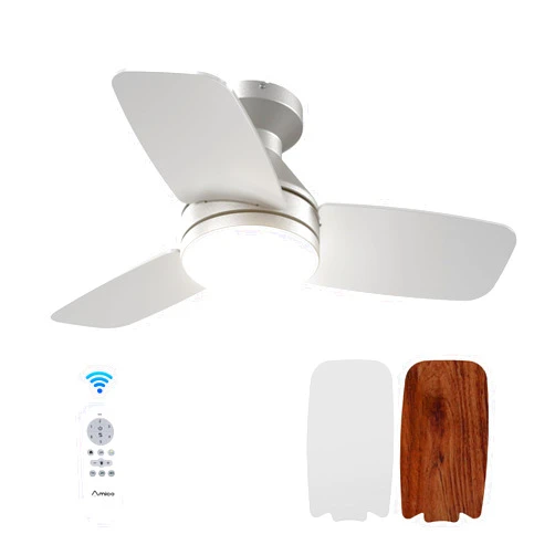 Amico Ceiling Fans with Lights, 30 Inch Low Profile Ceiling Fan with Light and Remote Control, Flush Mount, Reversible, 3CCT, Dimmable, Noiseless, Silver Ceiling Fan for Bedroom, Indoor/Outdoor Use