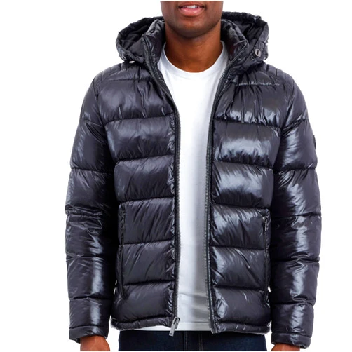 Michael Kors Men's Shine Hooded Puffer Jacket, Heavy Winter Jackets for Men, Water Resistant